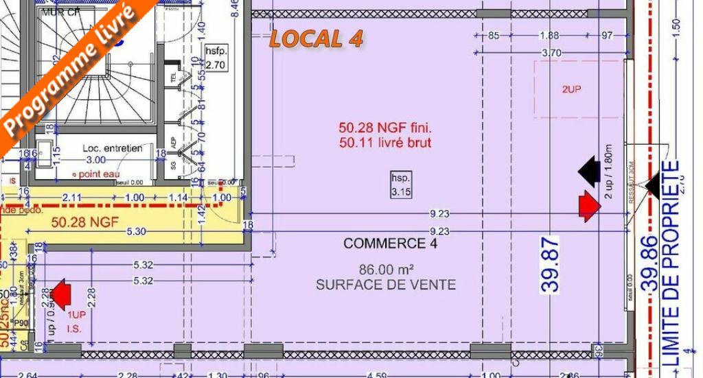 Mur commerce neuf à vendre à Miramas 86m²