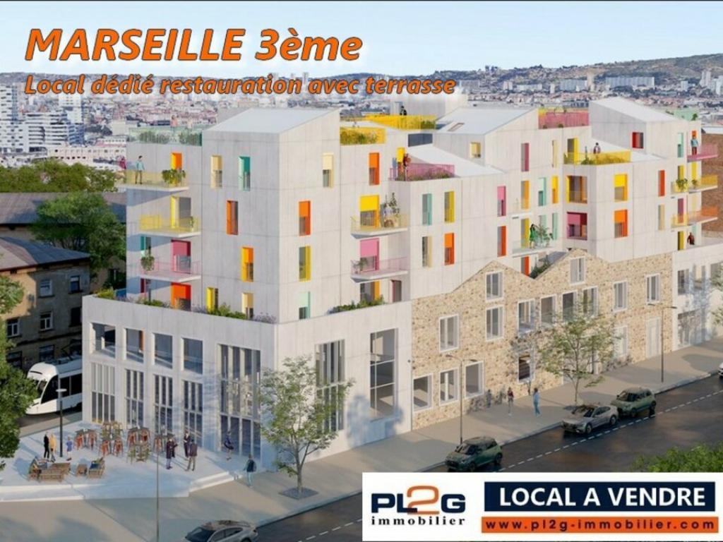 À vendre local commercial neuf pour activité restauration à Marseille 13003, quartier Saint-Mauront, Euroméditerranée